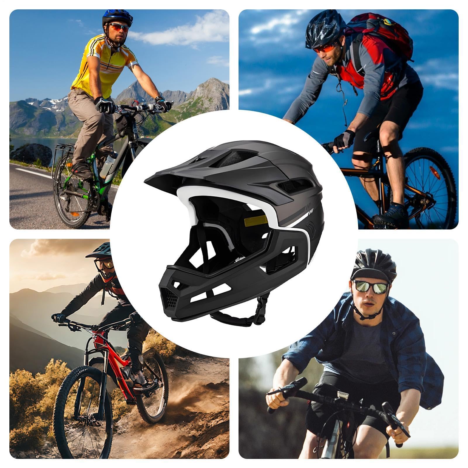 Casco integrale per mountain bike, assorbe gli urti, regolabile | Casco da ciclismo leggero, integrale, protettivo, per adulti, principianti, professionisti, motociclisti, ciclisti