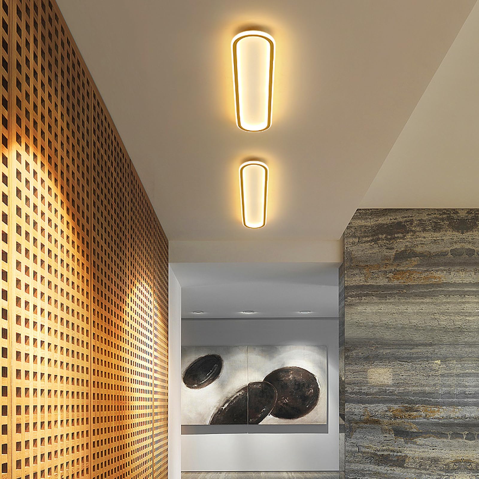 Lámpara de techo LED regulable con Mando Distancia 2700-6500K Moderna Plafon Luces Techo Largas Espectro Completo pantalla de acrílico Para Dormitorio Cocina Armario Pasillo (Oro,80CM)