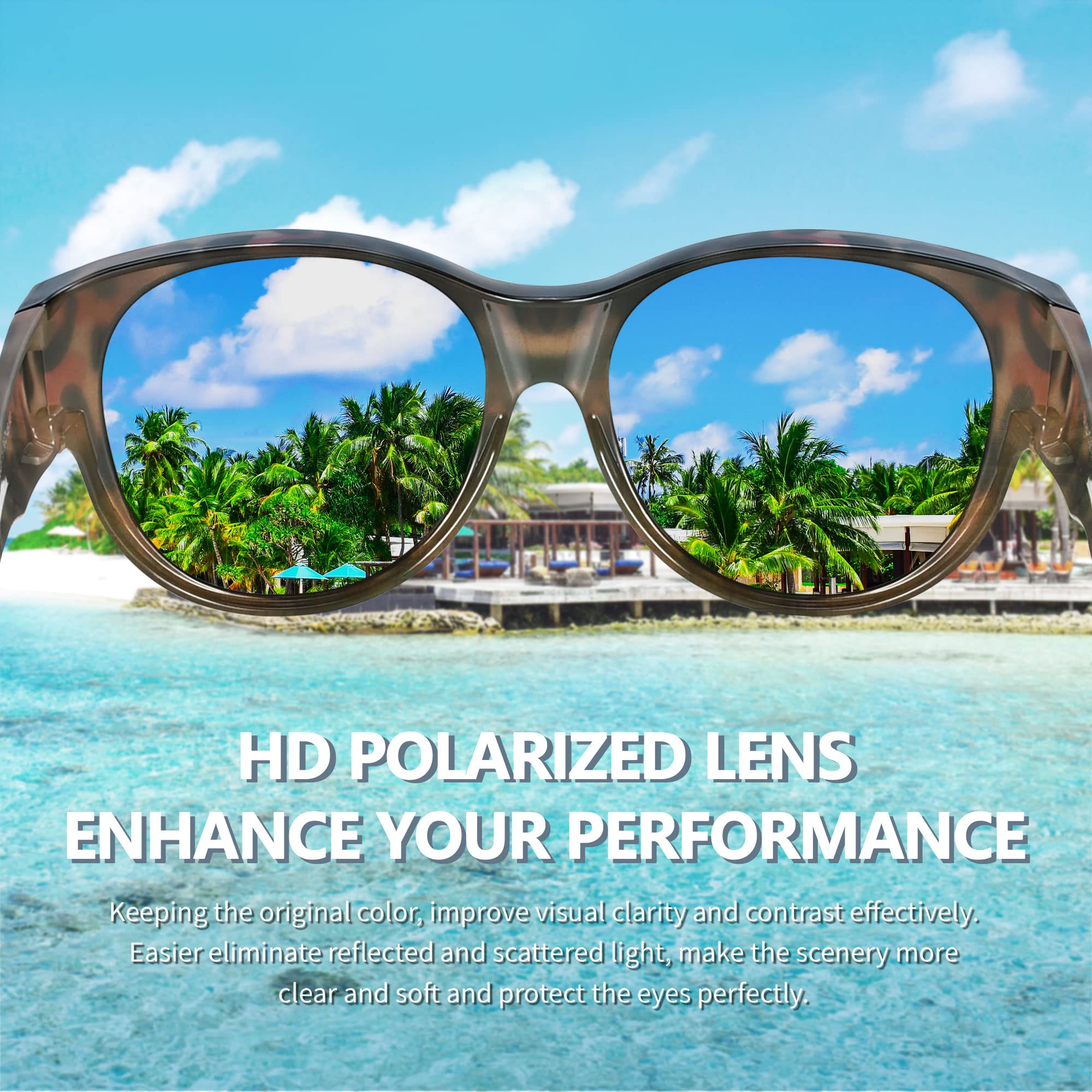 URUMQI Überzieh Sonnenbrille über Normale Brille, Polarisierte Überbrille Sonnenbrille für Brillenträger Damen, Retro Sonnenbrillen Fit over Sunglasses mit UV400 Schutz Beige Schildpatt Rahmen