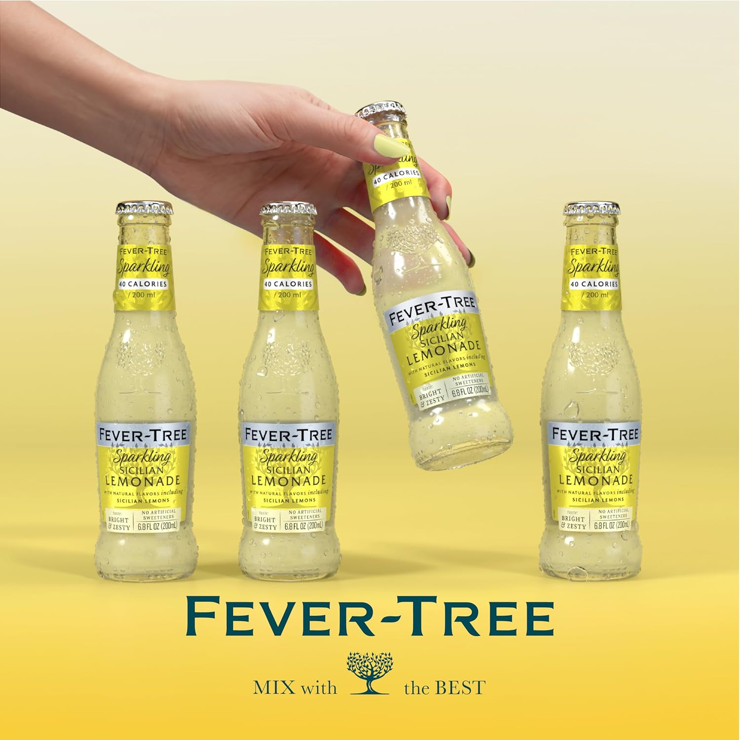 Fever-Tree Sparkling Sicilian Lemonade – Premium Soda Mixer for Cocktails and Mocktails, 6.8 fl oz Bottles, Pack of 4 – Naturally Sourced, Non-GMO