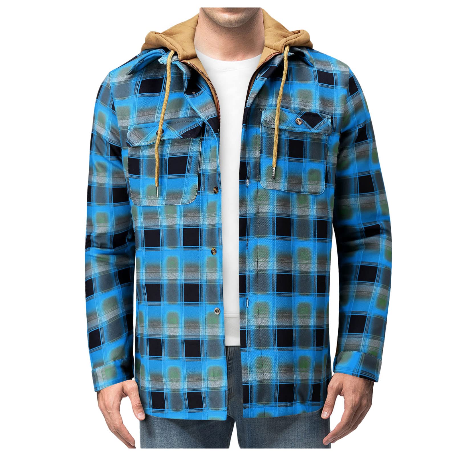 Generisch Regenjacke Damen GroßE GrößEn Herren Winter karierte Reverstasche mit, gepolsterte, lockere Hemdjacke