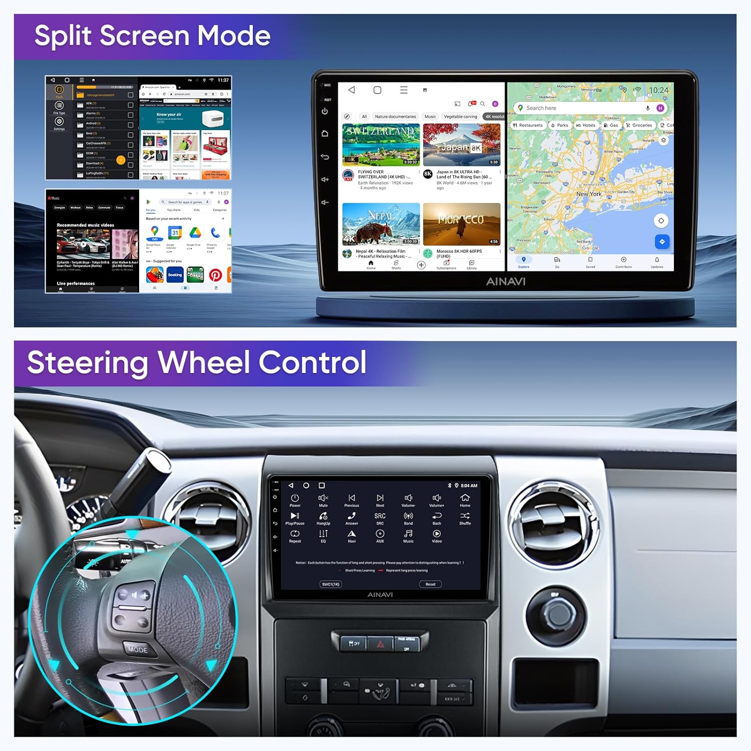 for Ford F150 Radio Upgrade,Android Car Stereo (2RAM+64ROM) Compatible with Android Auto Carplay QLED Touch Screen Radio GPS Navigation Mirroring 5GWIFI 2009-2012&2013 2014 STX XL Model