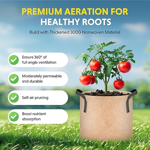 Miniatura 3 de iPower Grow Bags  Contenedor con aireación de tela no tejida gruesa, con asas de correa para plantas y macetas de jardín.