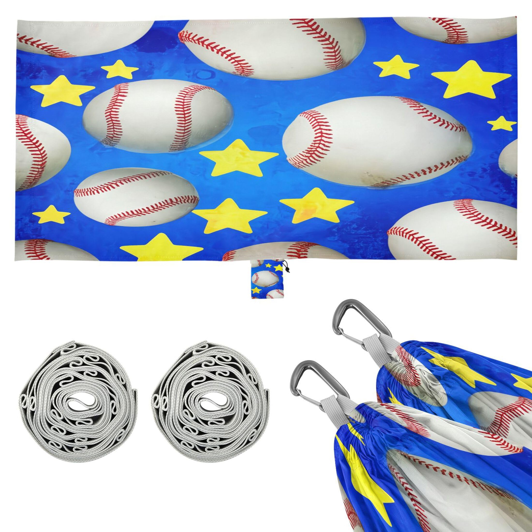 Takiito Realistic Baseballs Hammock 330 lb Capacity Travel Camping Hammock with Tree Straps, Portable Lightweight for Outdoor Beach Backpacking Backyard Patio