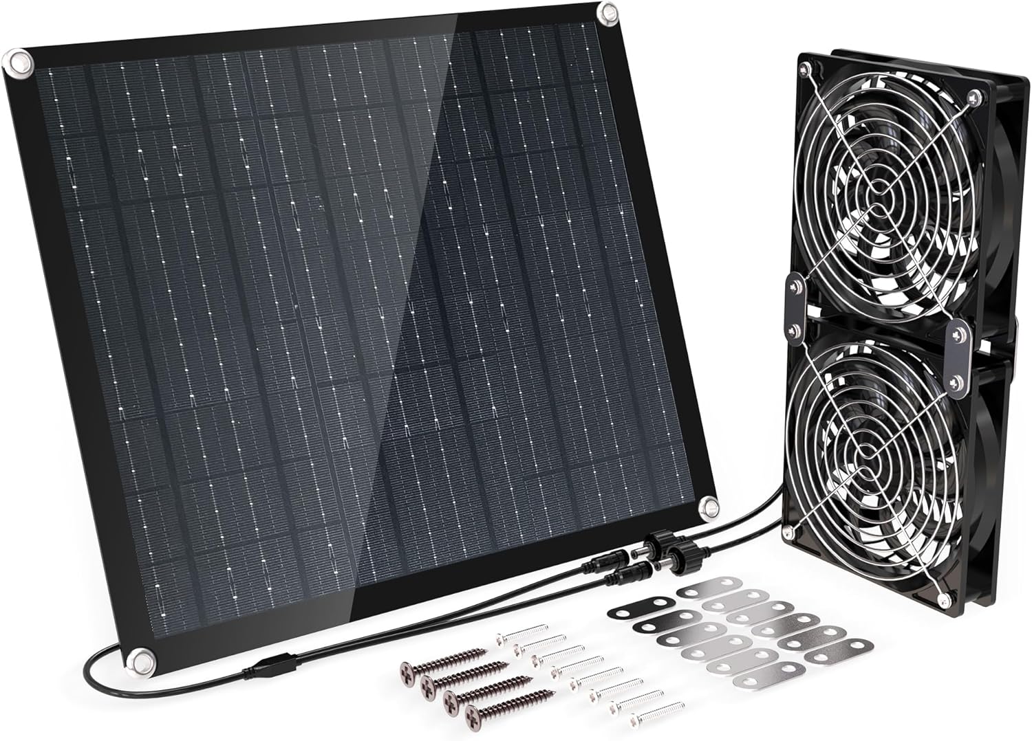 Solar Panel Fan, 29W Solar Fan for greenhouses, Small Chicken coops, and pet Houses. IPX7 Waterproof Solar Panel Fan kit