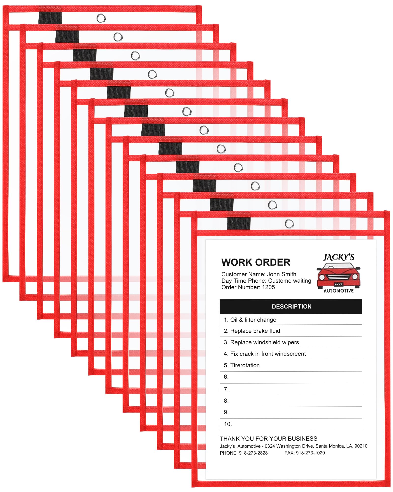 Nezyo Dry Erase Pockets Plastic Job Ticket Holders Shop Holder Order Pockets Clear Sleeves Tickets Folders Plastic Sleeves Paper Teacher Supplies for
