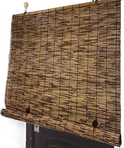 Tamaño personalizado Persianas de bambú inalámbricas para patio opacas con filtro de luz para ventanas persianas romanas de bambú de privacidad