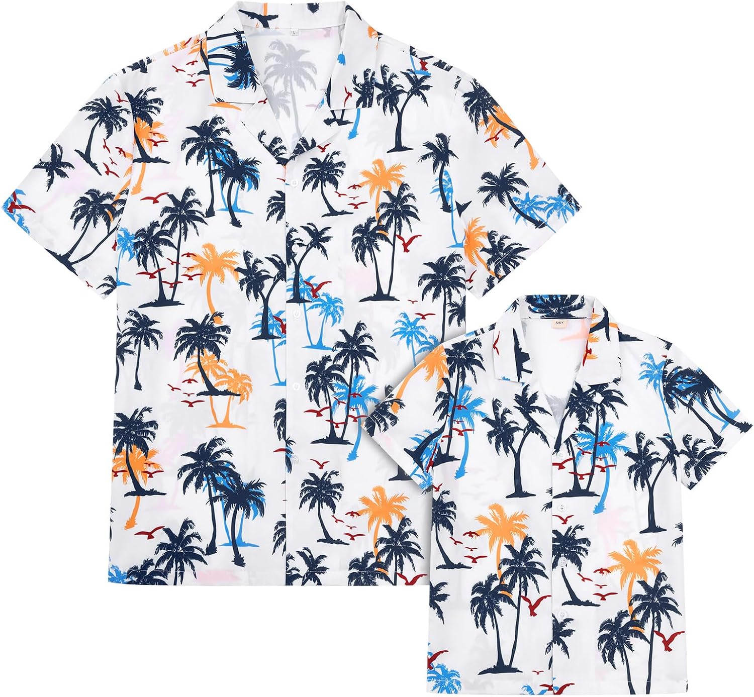 IMEKIS Daddy and Me Tropical Print Matching Shirts, Men Boys Hawaiian Short Sleeve Summer Beach Holiday Casual Clothes