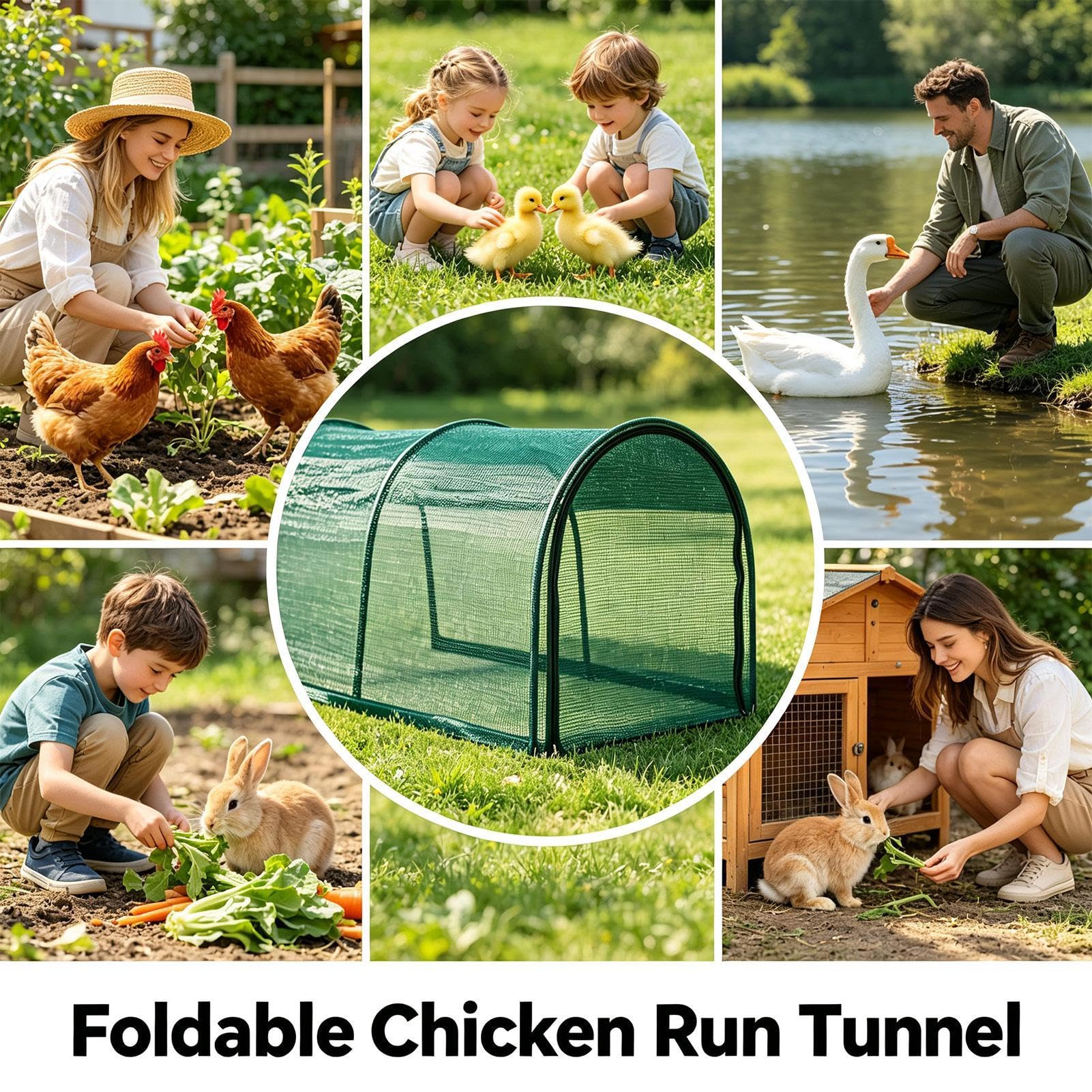 es para Gallinas del Jardín Con Malla Solar Y Recinto Nylon Largo Portátil | Tractor Corral de Gallinas Para Aves de Corral, Patos, Conejos, Pájaros, Interior, Exterior, Jardín, Granja,
