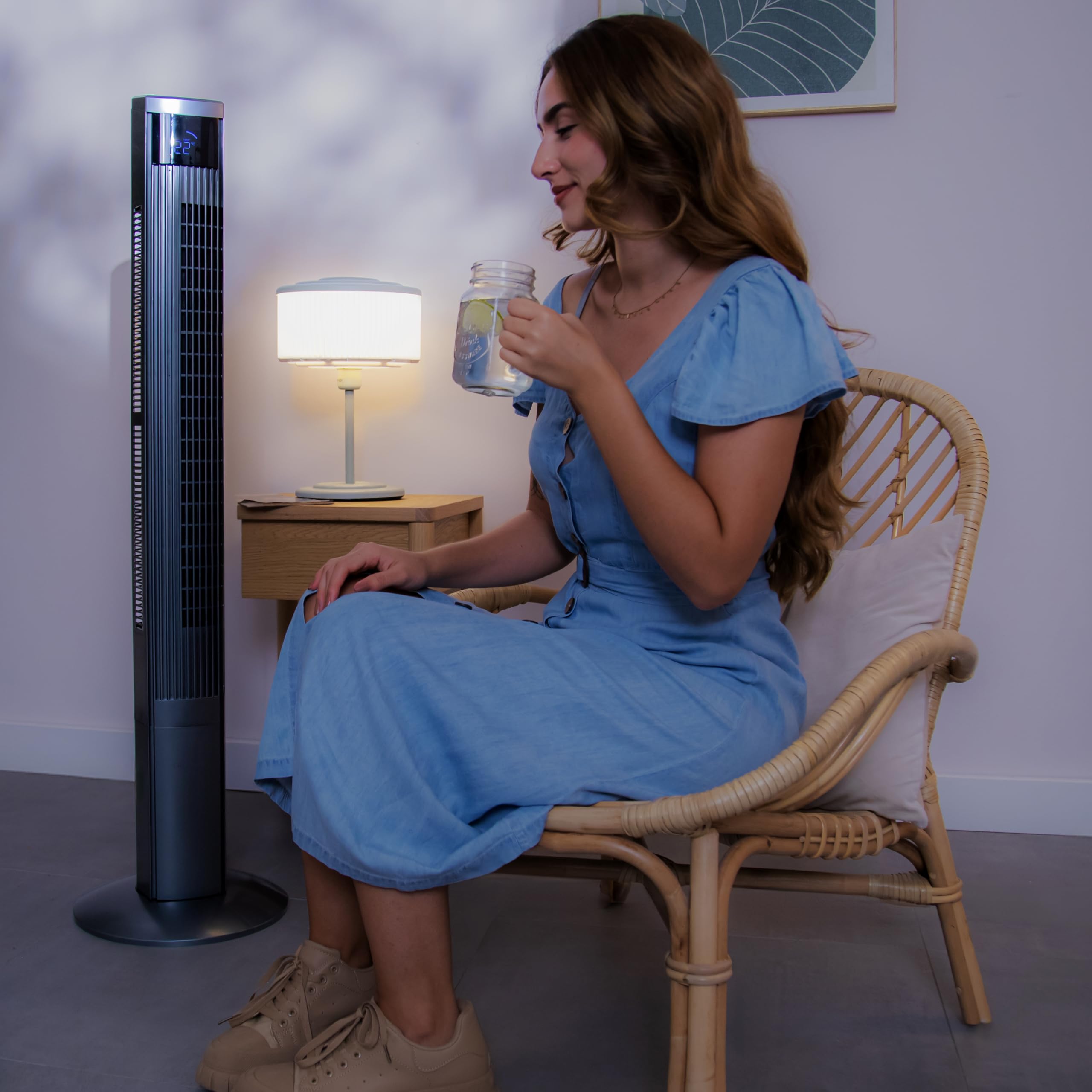 Cecotec - Ventilatore a torre EnergySilence 9090 Skyline Ionic da 119 cm, 45 W, ionizzatore, schermo LED touch, telecomando, 3 modalità e velocità, timer 12 ore, oscillazione 70º,Altezza 47",Grigio