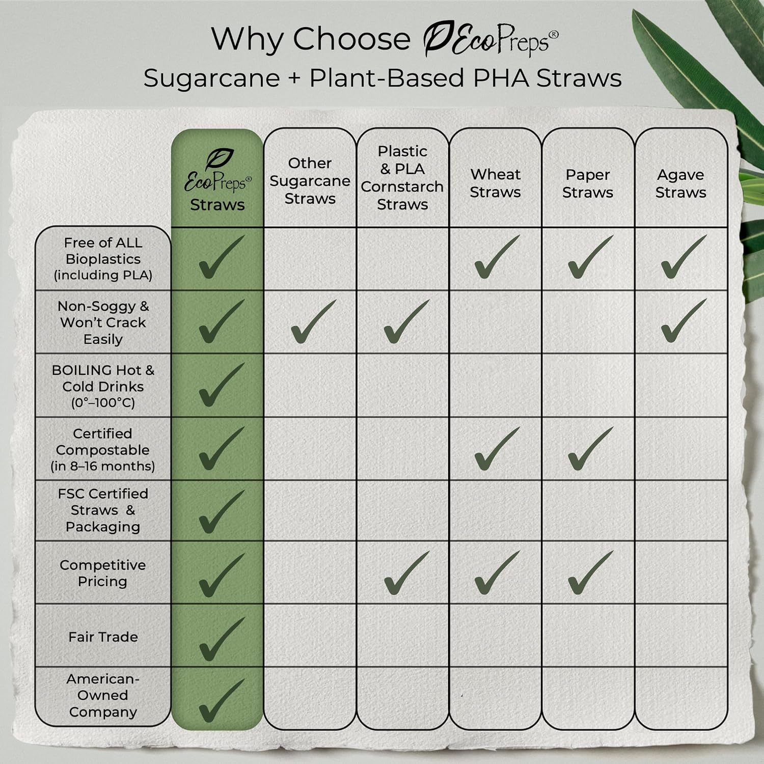 EcoPreps 5” Short Biodegradable Sugarcane Cocktail Straws | 200 Count, 100% Compostable, Plastic-Free, Eco-Friendly Drinking Straws | 5-Inch, Heat-Resistant PHA Coffee and Cocktail Stirrers (Beige)
