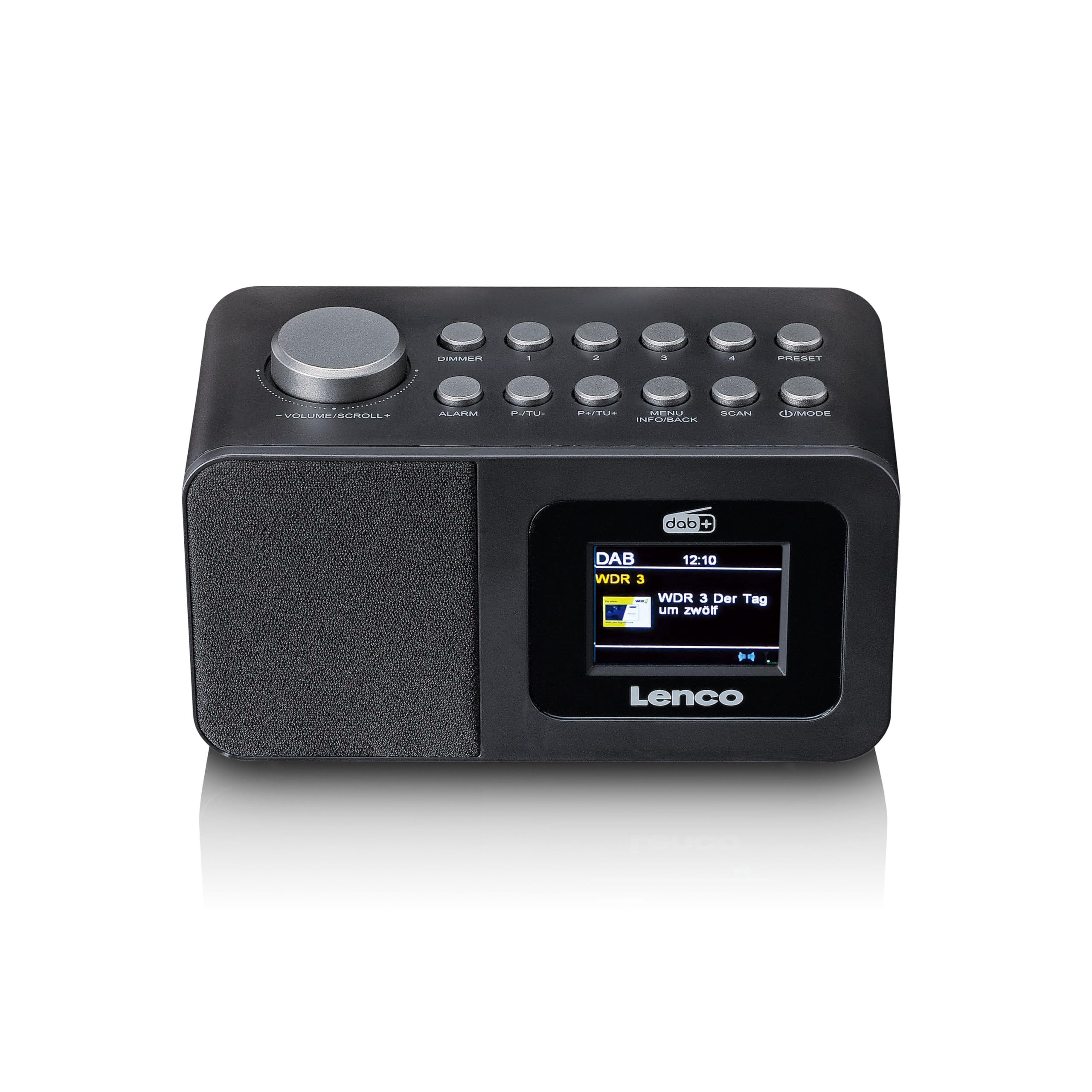 Lenco CR-625BK Radiosveglia con DAB+/FM, display a colori da 2,4", dimmerabile, doppio allarme, sleeptimer, funzione snooze, memoria 30 trasmettitori, AUX-In, nero