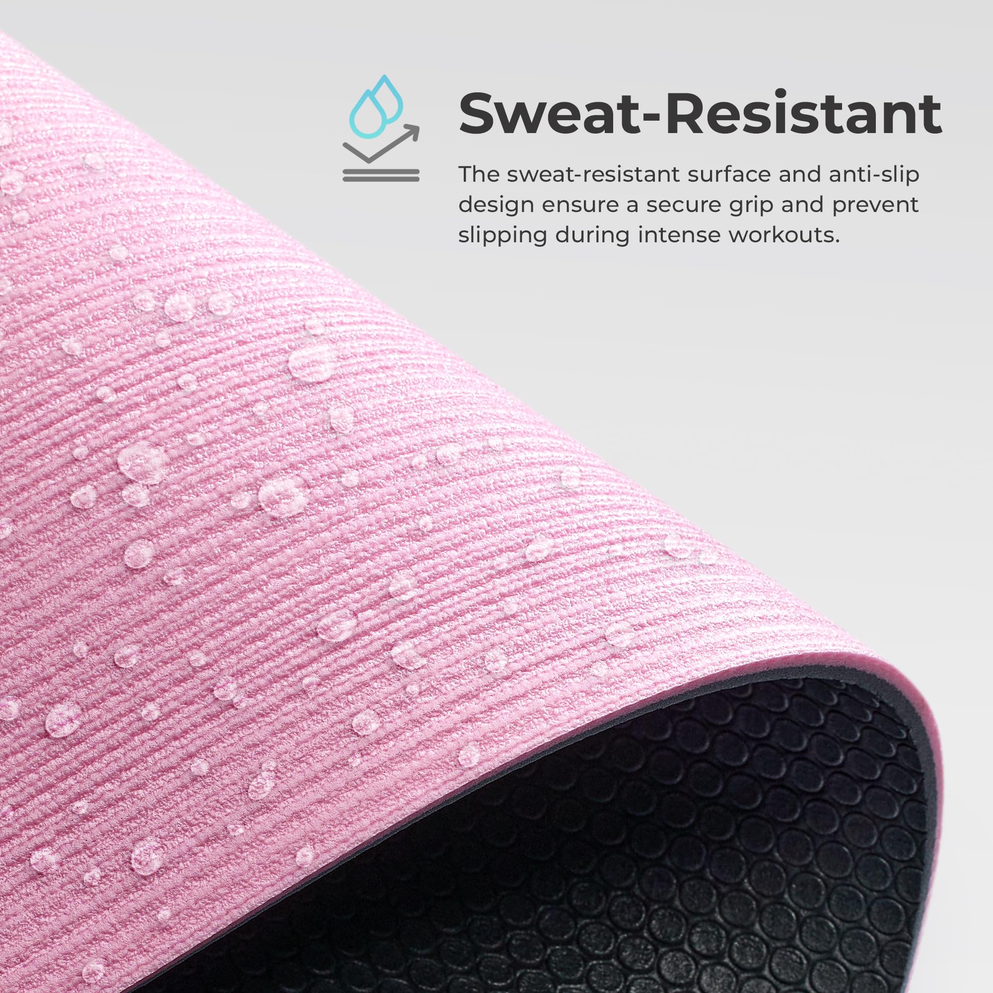 Sunny Health & Fitness Esterilla de Yoga Antideslizante para Casa/Gimnasio | Comodidad y Soporte, Textura Antideslizante, Duradera y Portátil, Yoga, Pilates, Estiramientos, Floor Workouts