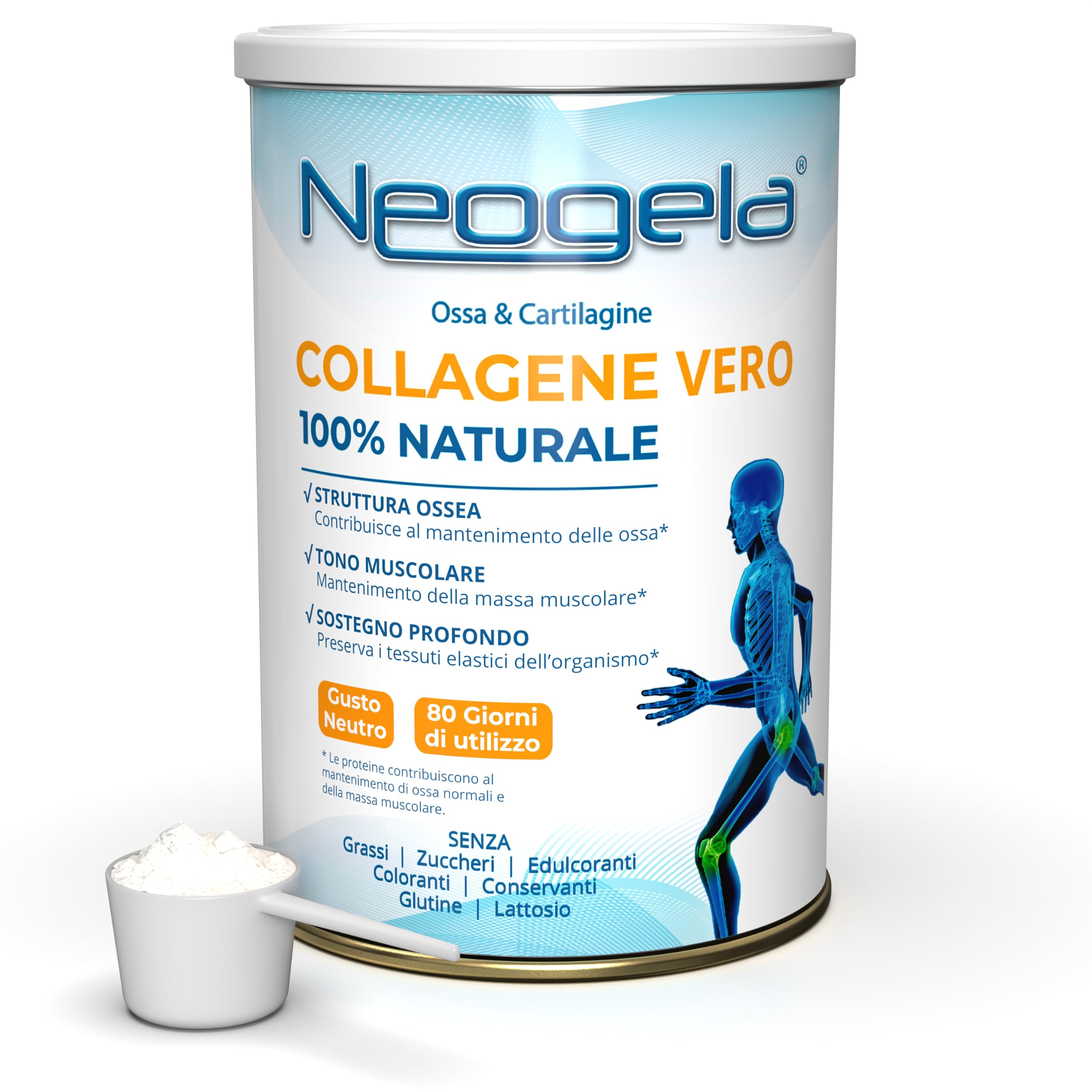Neogela - 98% di Collagene Purissimo (Formato da 400gr, Prodotto Naturale)