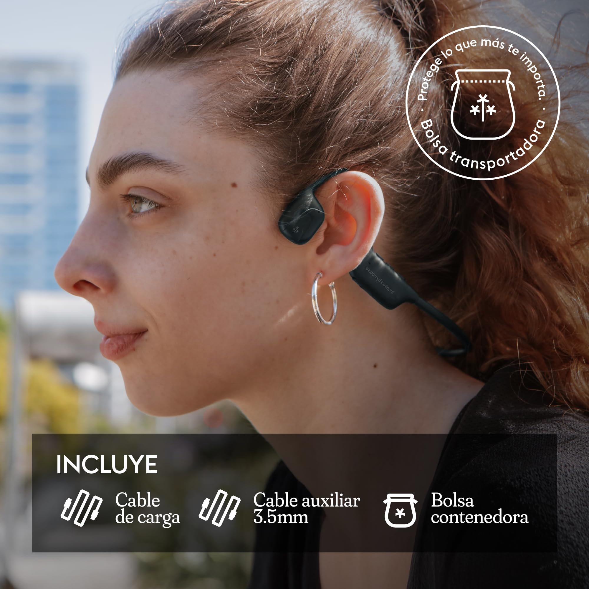 HUNE Brisa Ace Headphones Air Driving, Bluetooth 5.3, Open Ear, IPX4, 17h Autonomy, Quick Charge, Recycled Plastic — view 4