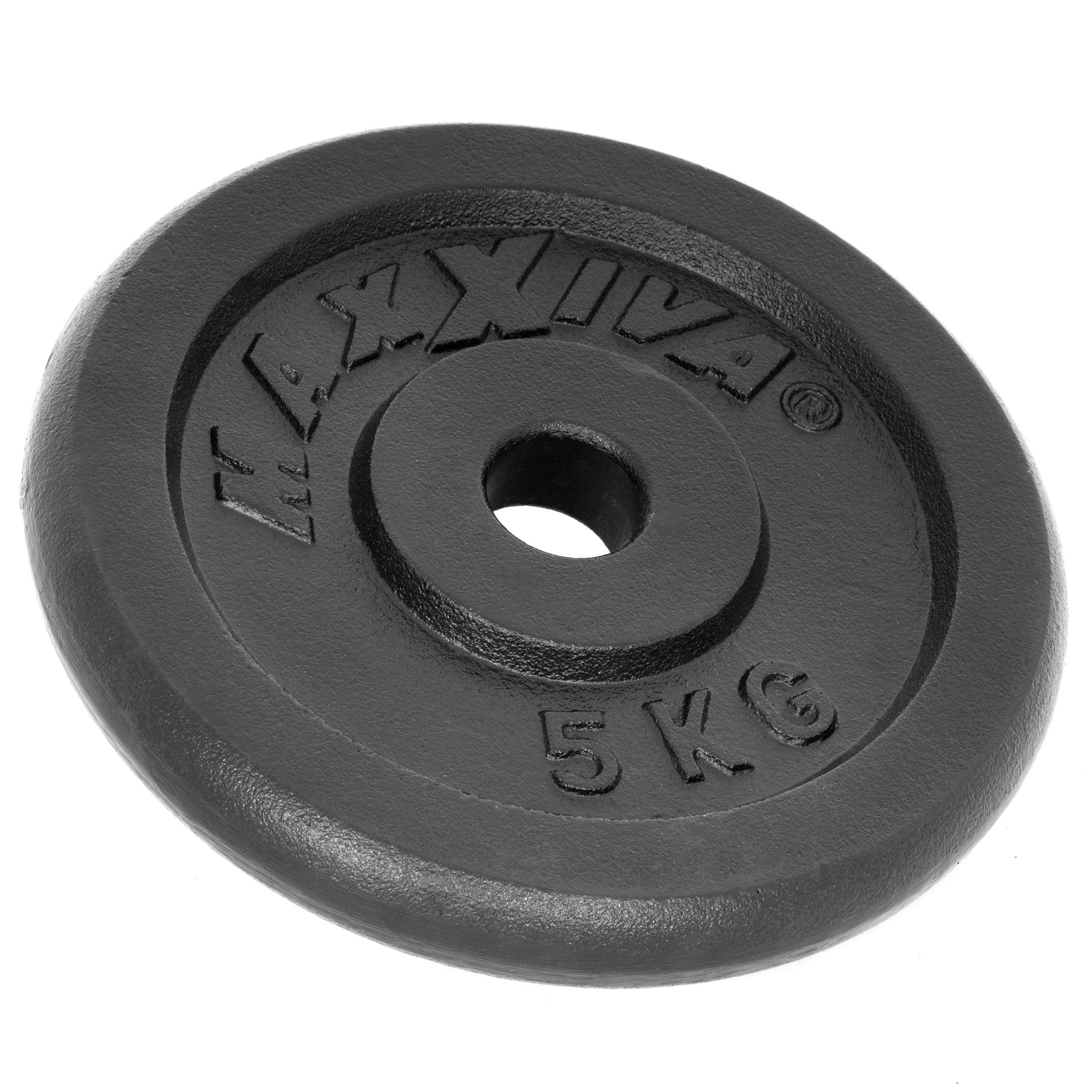 Hantelscheiben 2er Set Gewichtsplatte je 5 kg 100% Gusseisen schwarz 10 kg Fitness Krafttraining Bodybuilding Workout Gewichtheben Reha
