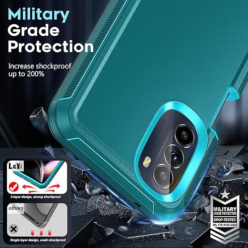 Miniatura 4 de LeYi Funda para Moto G 5G 2022 con 2 protectores de pantalla, resistente 3 en 1 Motorola Moto G 5G 2022, funda de teléfono a prueba de golpes de