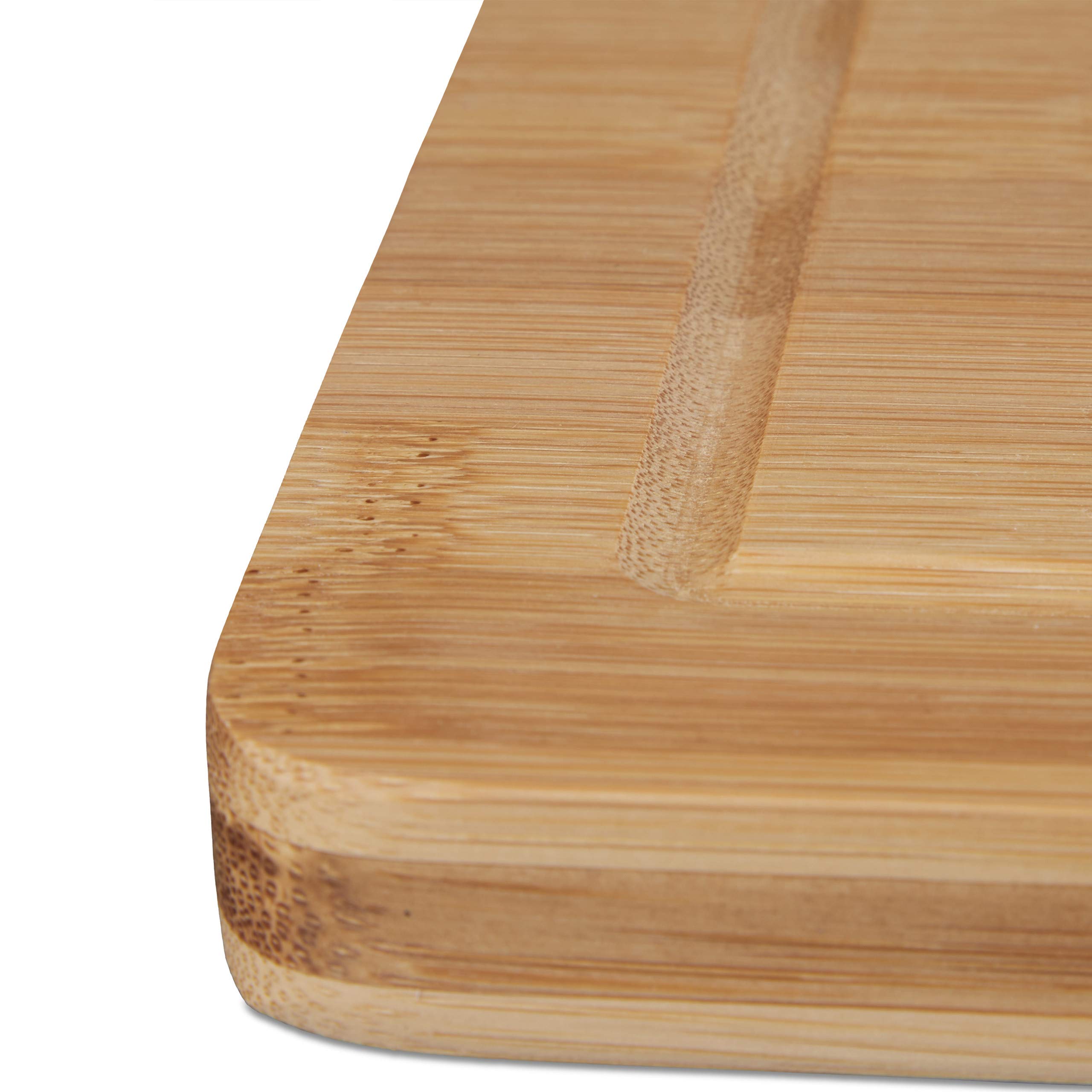 4 x Tabla de Cortar Cocina, Bandeja para Picar, Plato, Orificio, Relieve Interior, Bambú, 2 x 40 x 30 cm, Marrón