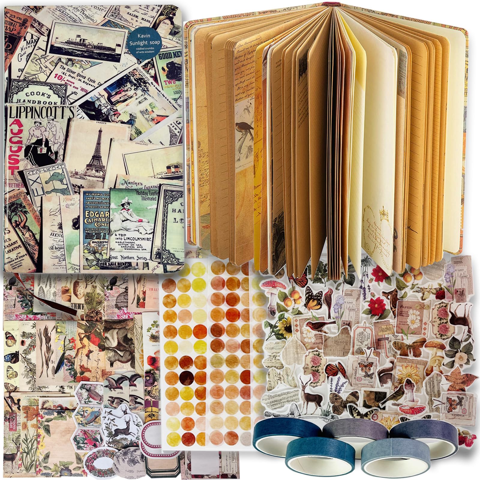 junk journal &ペーパーバッグセット Amazon.com: SaFeHoM 212 Pcs DIY Vintage Journal Set for Women