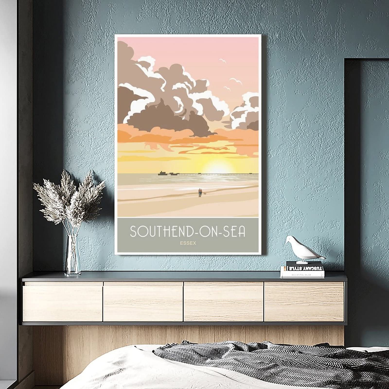 Póster decorativo de viaje de Southend-on-Sea de Essex Sunrise de Essex de viaje de la salida del sol de los carteles de la lona moderna del dormitorio de la lona del arte de la pintura de la