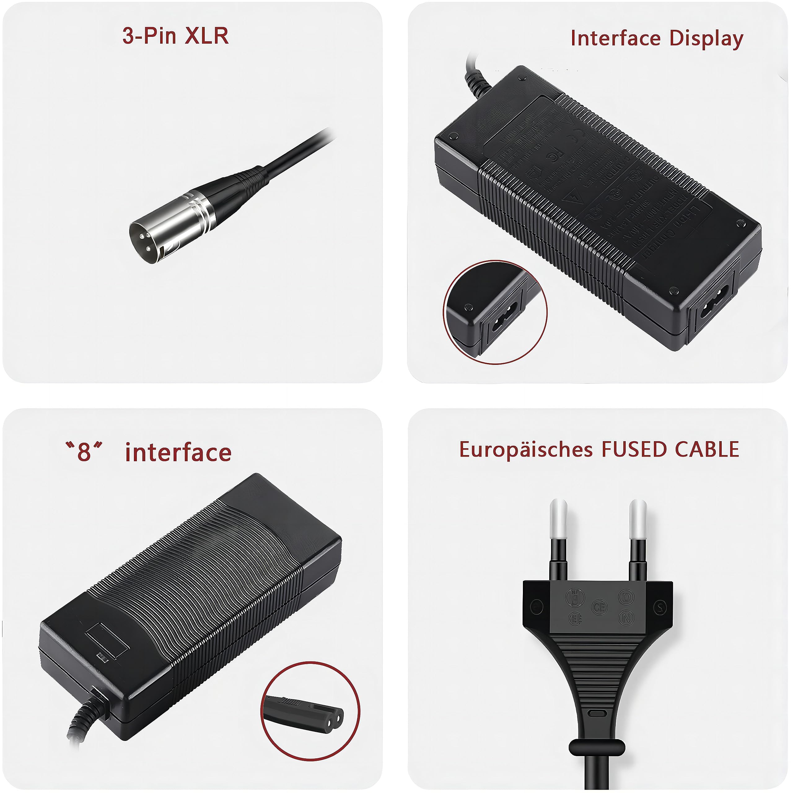 24V 29,4V 2A Netzteil Ladegerät,für 24V 10AH Akkus/Electric Scooter/E-Bike/Wheelchair, mit DC 3 pin XLR Stecker,