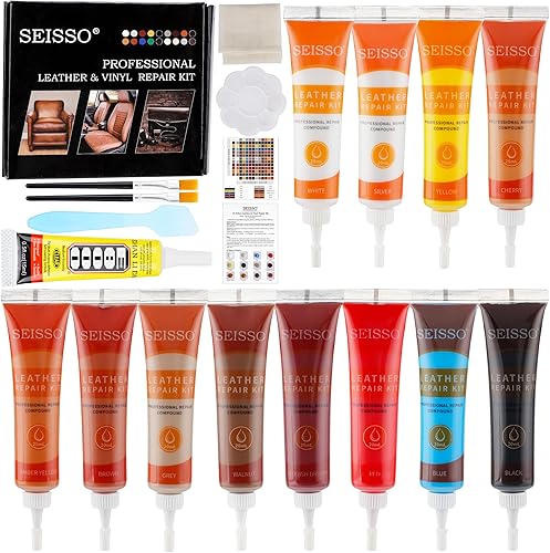 Kit de reparación de vinilo de cuero de 12 colores, con pegamento y tela de respaldo, para sofá, muebles, asiento de automóvil, reparación de
