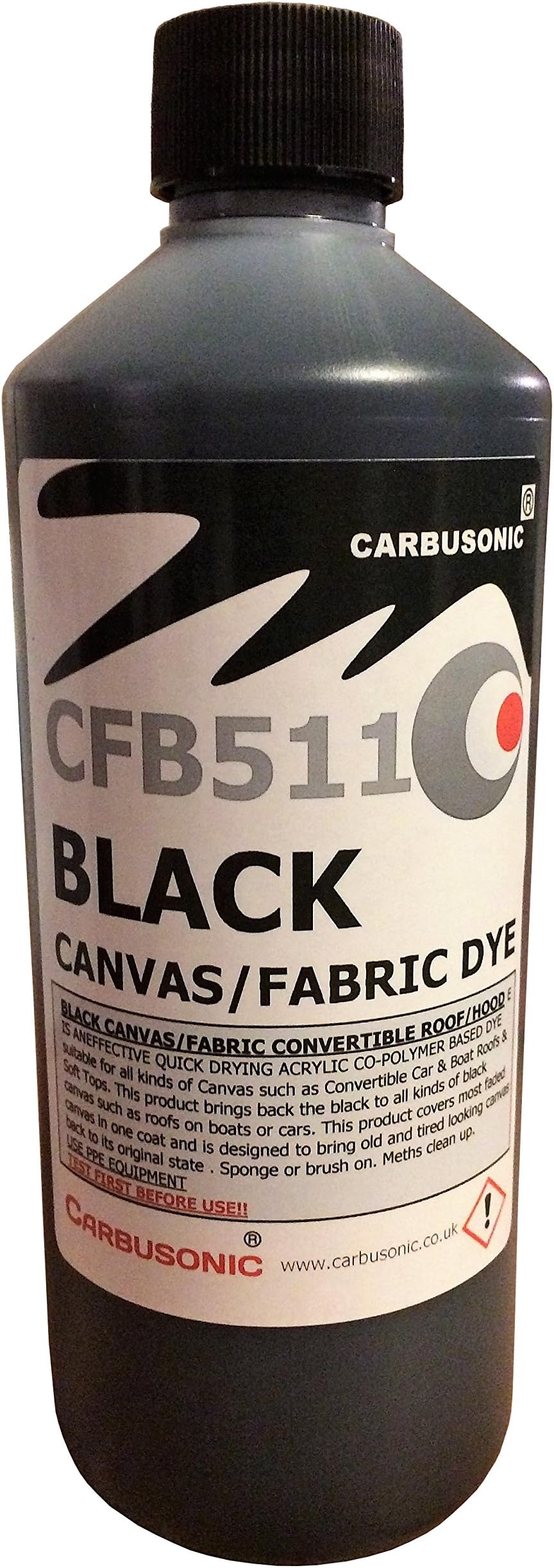 Limited. Black convertible roof, soft top hood canvas restorer, restores colour to fabrics acrylic based.
