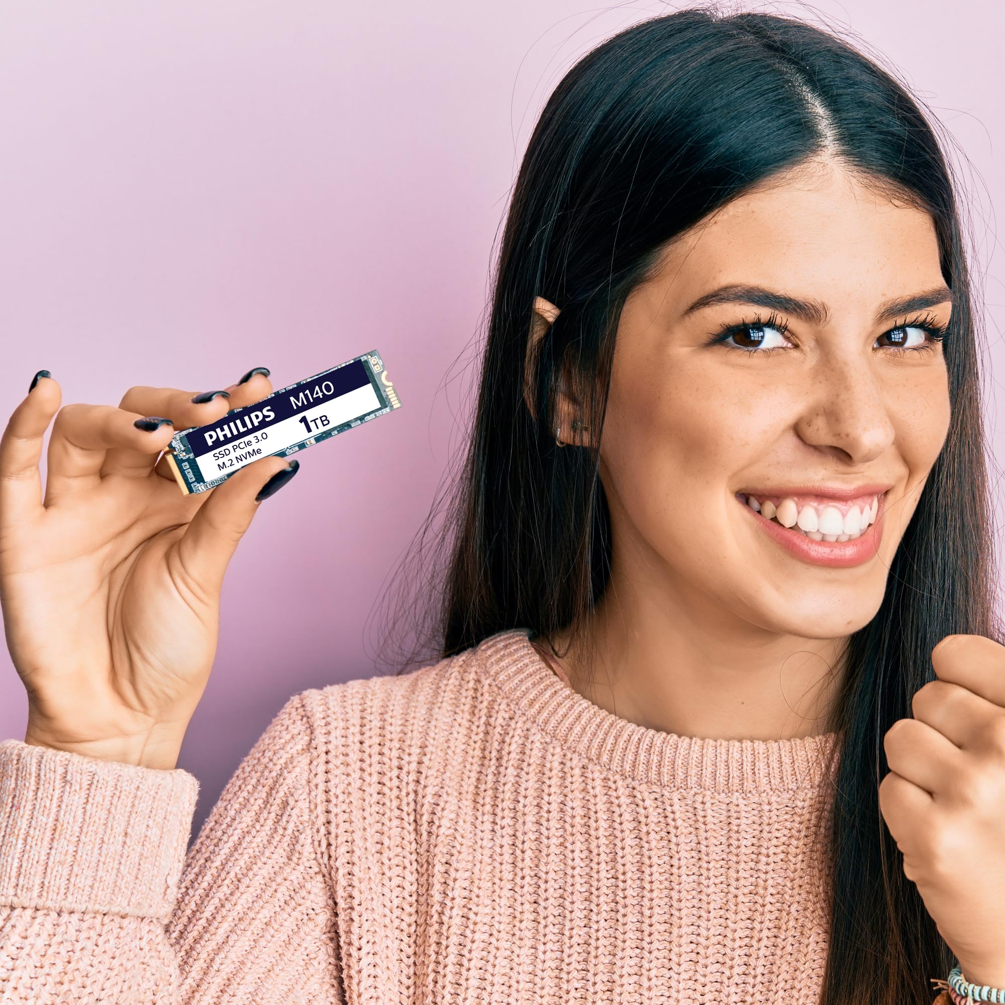 Philips Unidad Interna de Estado sólido M.2 M140 NVMe PCIe Gen3 1 TB (2280), para PC de sobremesa y portátiles, edición de gráficos y vídeos, Juegos, Lectura de 3500 MB/s, Escritura de 3000 MB/s