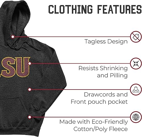 Miniatura 4 de Campus Colors NCAA Adult Cotton Blend Charcoal Hooded Sweatshirt - Made from Ringspun and Versatility