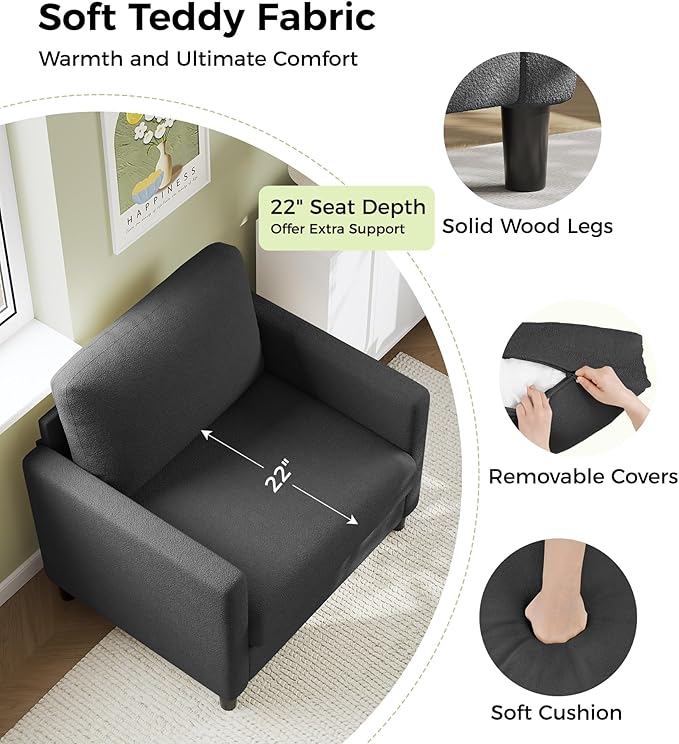 Sillón Acogedor 83 cm Tapizado Gris miniatura 3
