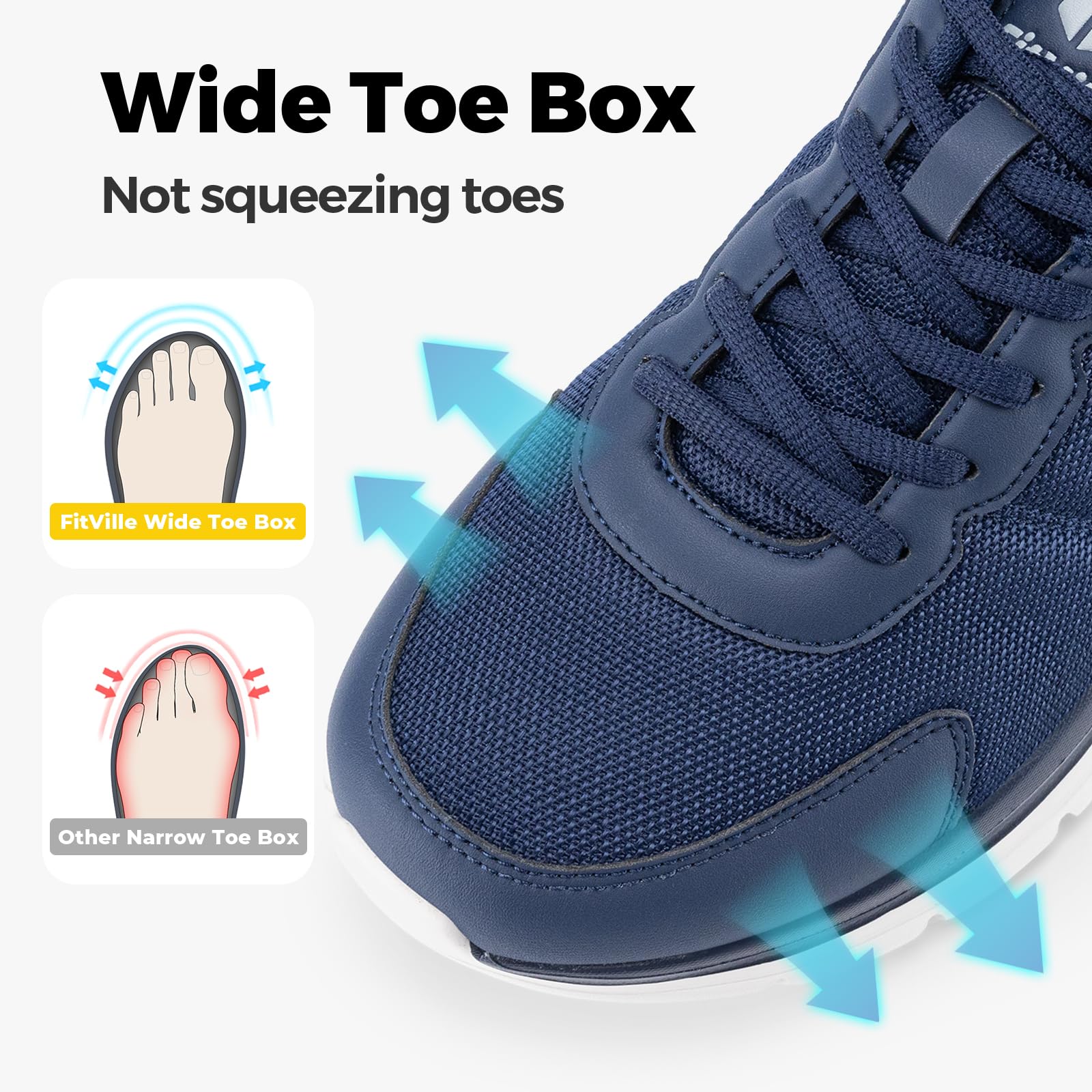 FitVille Scarpe Uomo Pianta Larga Comode Camminata Sneakers Casual Leggere Ginnastica Traspirante Scarpe per Piedi Gonfi