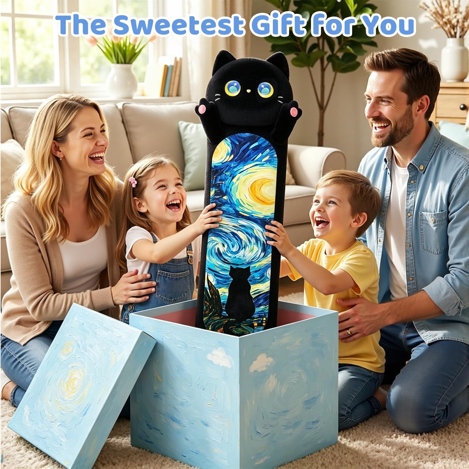Mewaii Peluche Gatto Cuscino Lungo per Bambina 110CM Pupazzo Kawaii Giocattoli Gigante Abbraccio Morbido Cuscino Giocattolo Compleanno Regali per Lei Ragazza