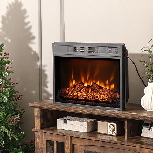 Miniatura 6 de GOFLAME Inserto de chimenea eléctrica de 23 pulgadas, calentador de chimenea empotrado de 1400 W con control remoto, termostato, brillo de 3 llamas,