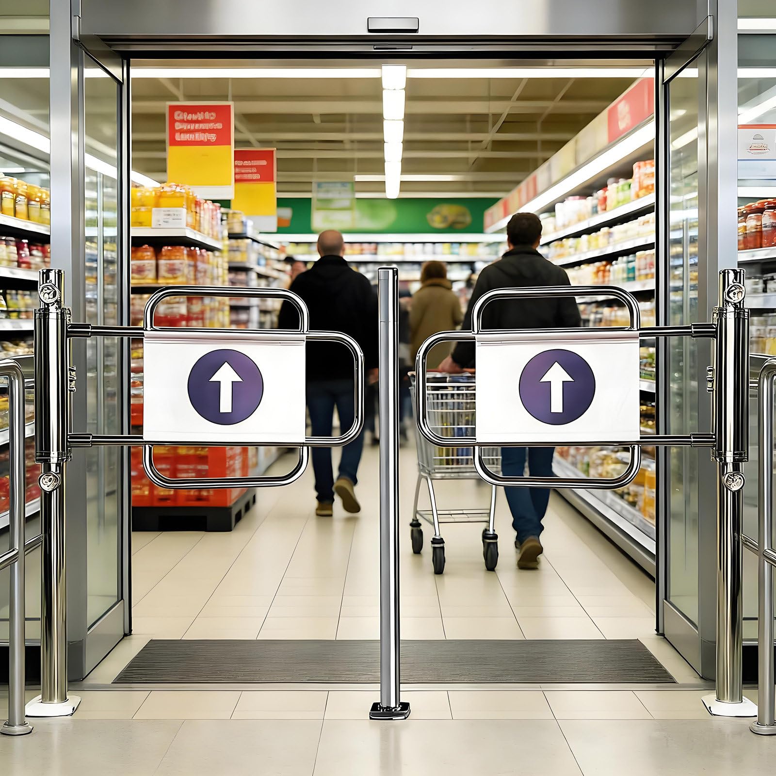 GUTYGIO Automatic Stainless Steel Swing Gate,Supermarket Entrance Swing Gate, Metal Manual Swing Gate,for Supermarkets & Libraries 150cm/59in