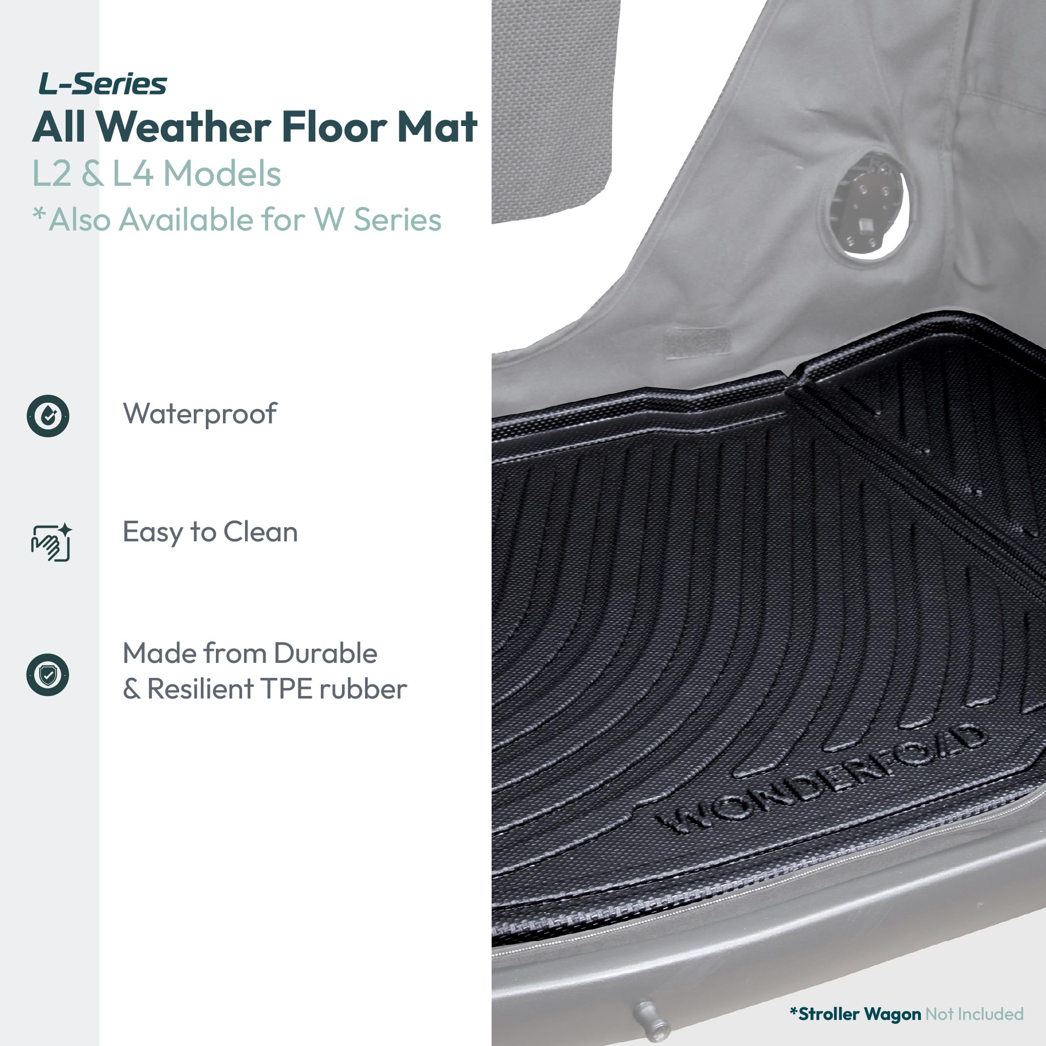 WONDERFOLD Allwettermatte L4 Kinderwagen-Wagon-Zubehör TPE 81,3 cm Länge 54,6 cm Breite