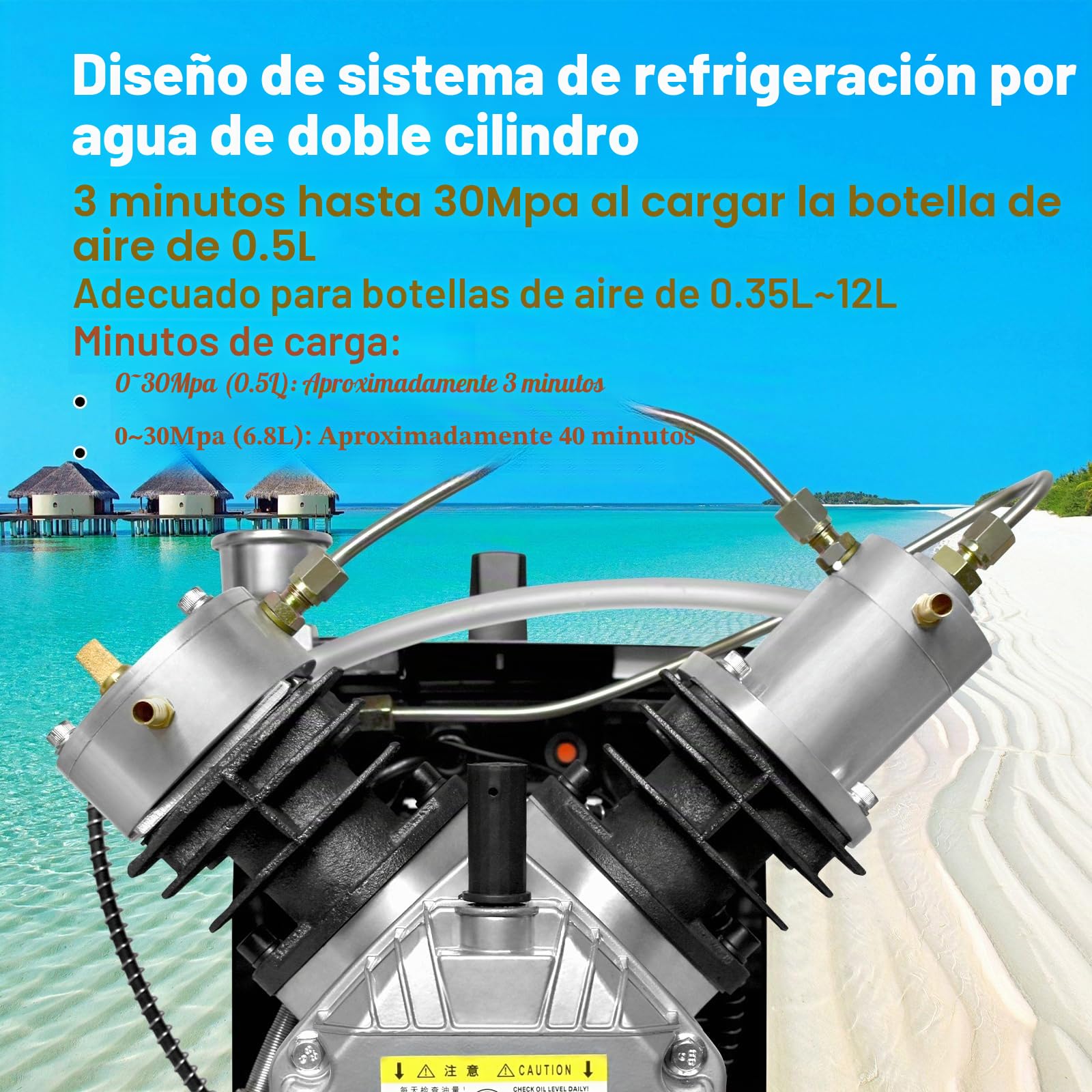 TUXING PCP 4500 psi/300 bar/30 MPa compresor de alta presión para tanque de buceo, rifle de aire y pistola de paintball, con compresor portátil mini