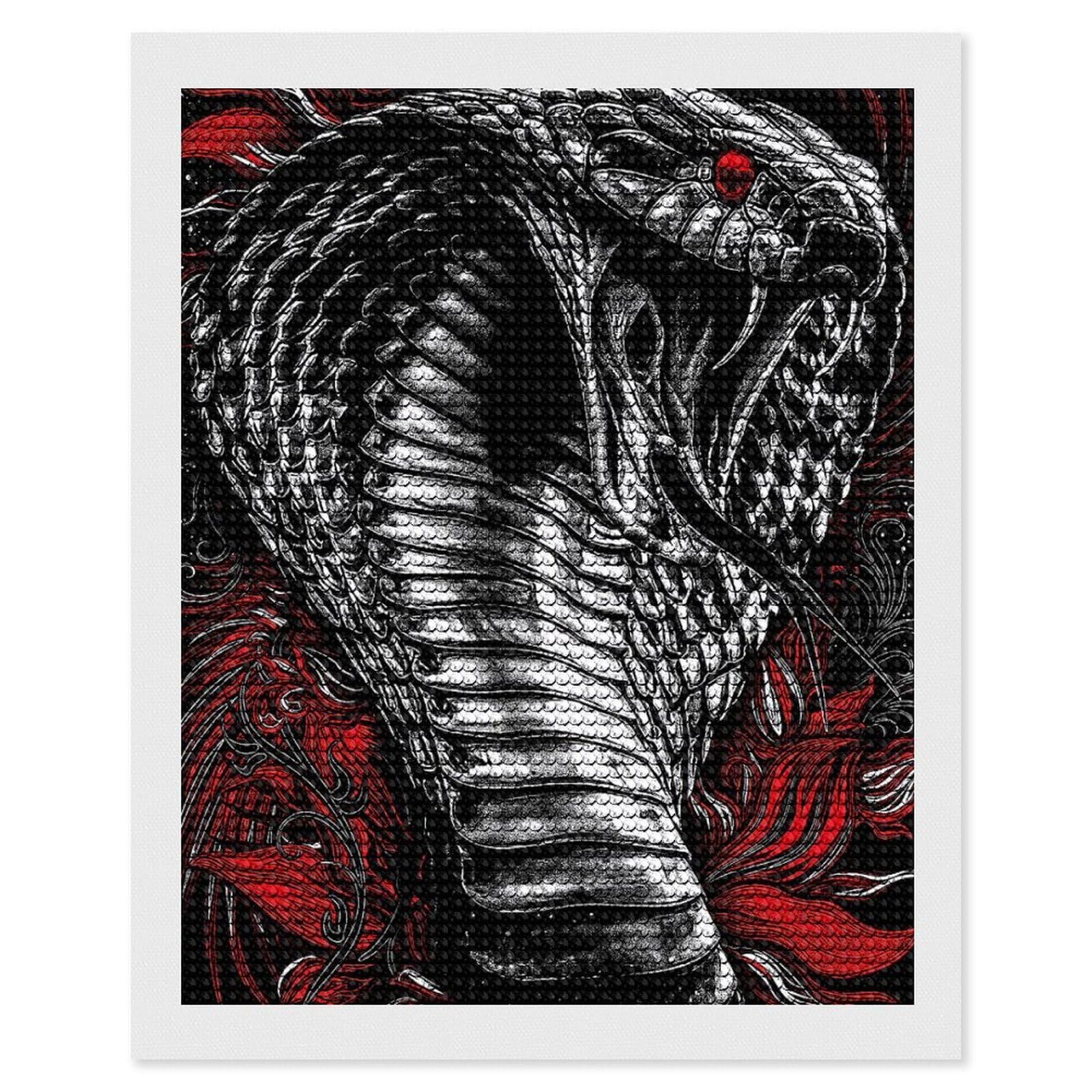 Junmoney Cobra Diamond Art Canvas 16"x20", for Creative Relaxation, Simple to Start, Aesthetic Room Decor, Holiday Gift Idea