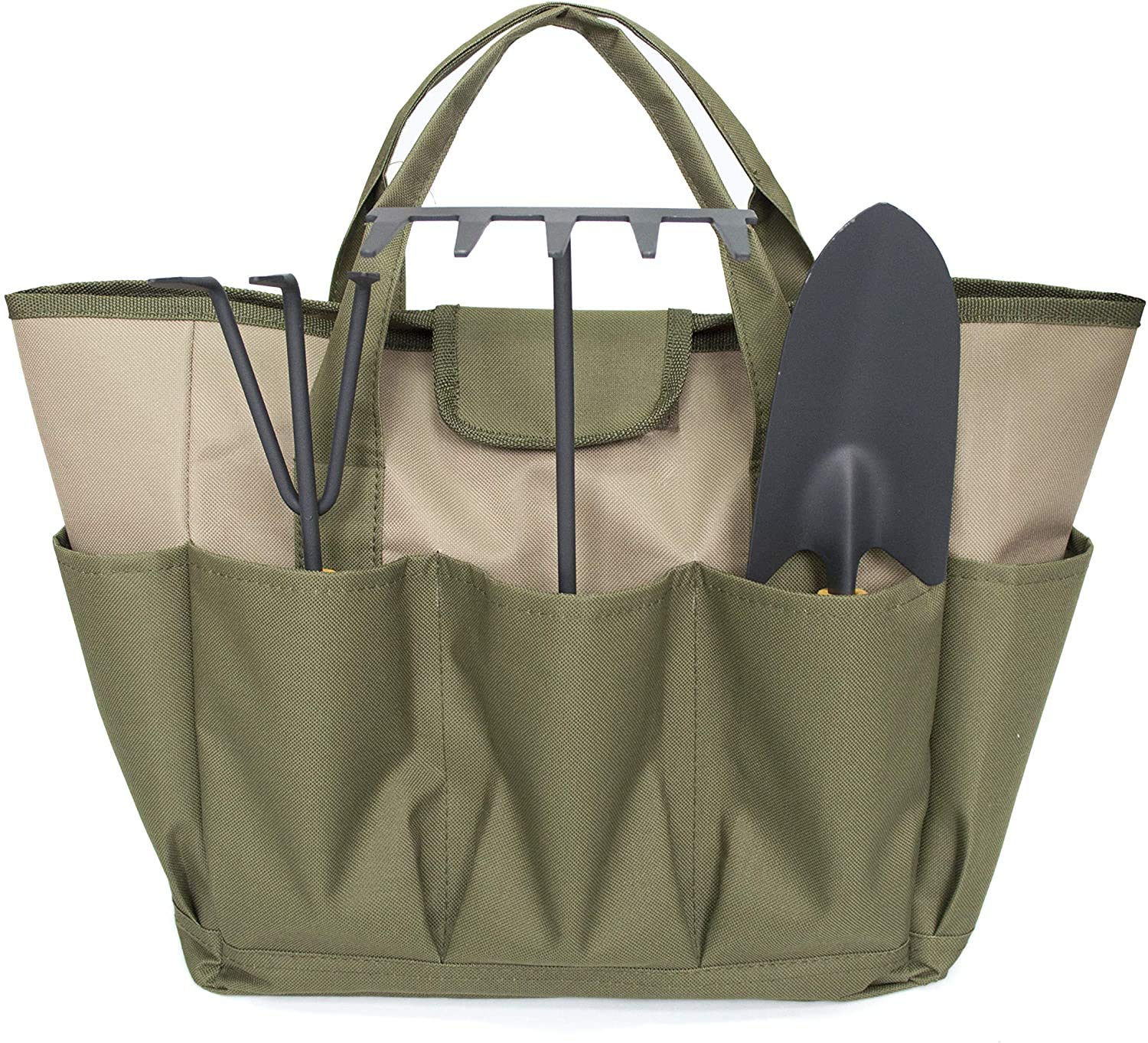 Namvo Garden Tool Kit, Gro?e Garten-Einkaufstasche mit Mehreren Taschen für Garten-Tool-Kit, Garten-Tool-Tasche (Grün + Khaki)