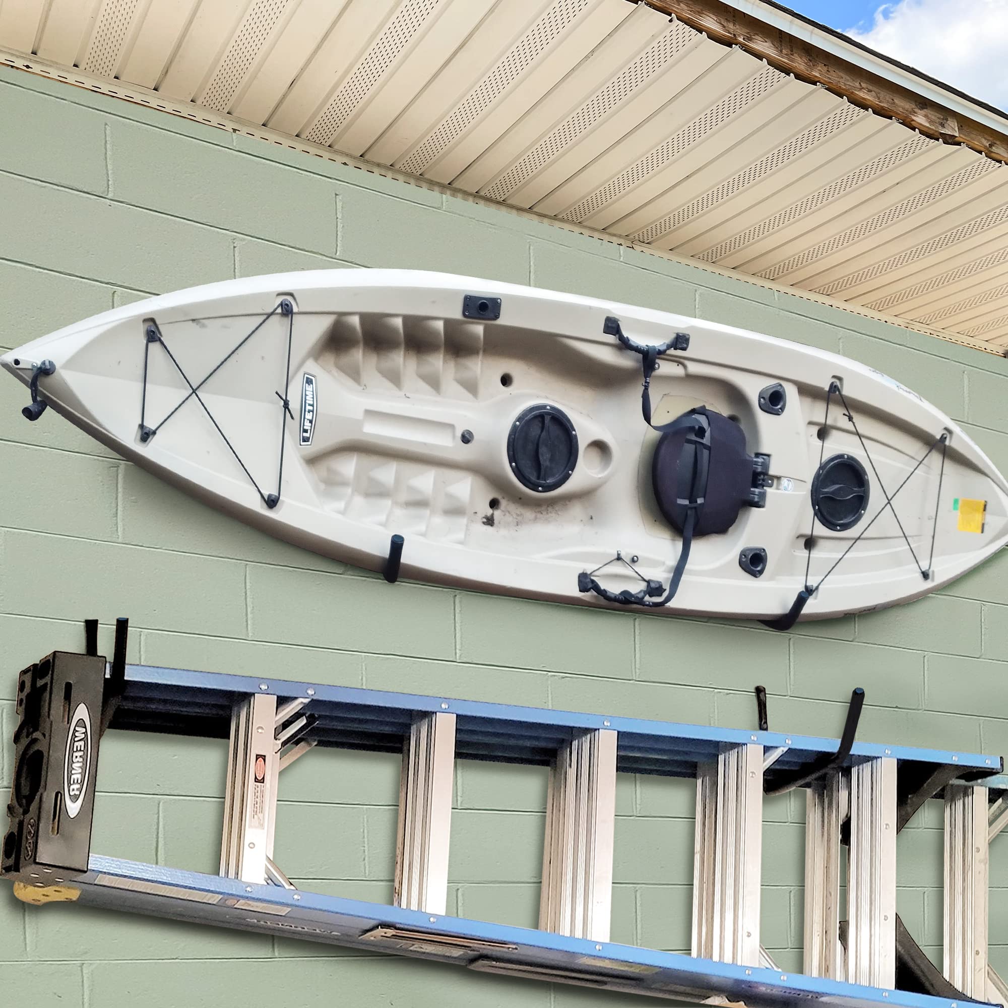 WMK Kayak Storage Racks, 4 Pack Wall Mount Kayak Hooks, Garage Storage