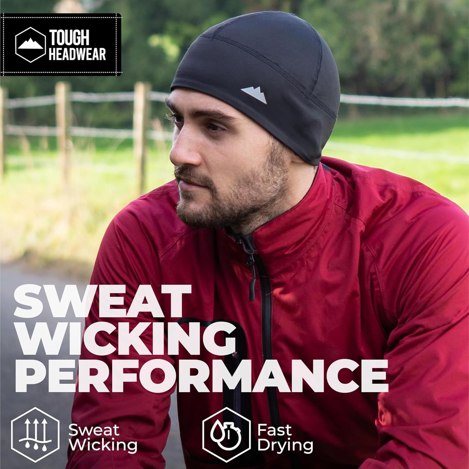 Tough Headwear Thermal Skull Cap - Moisture-Wicking Running Beanie - Wind-Blocking Cycling Cap - 4-Way Stretch Beanie for Men - Image 4