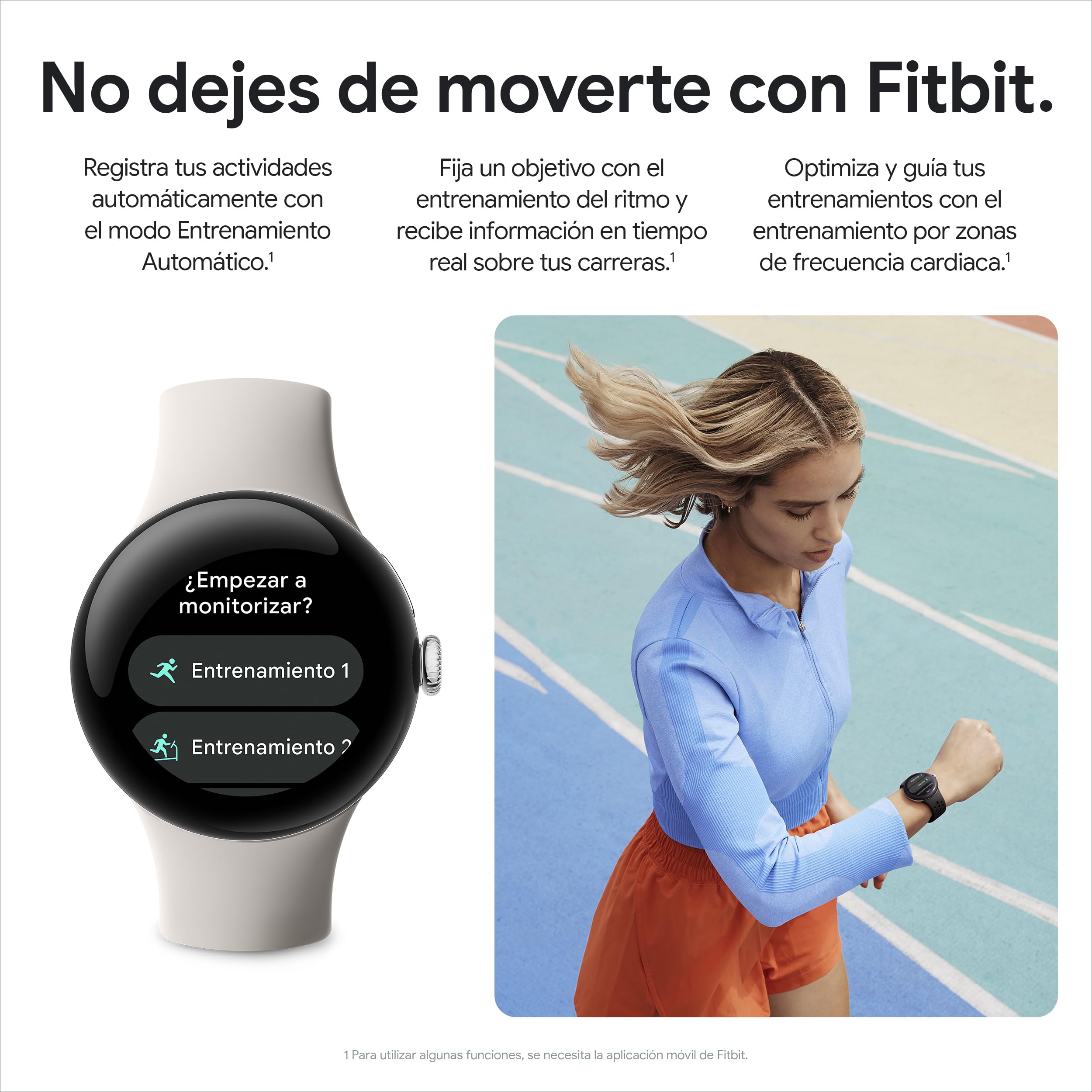 Google Pixel Watch 2 con Fitbit y Google - Control de frecuencia cardiaca, gestión del estrés y seguridad - Smartwatch Android - Caja de aluminio en negro mate - Correa deportiva en obsidiana - Wi-Fi