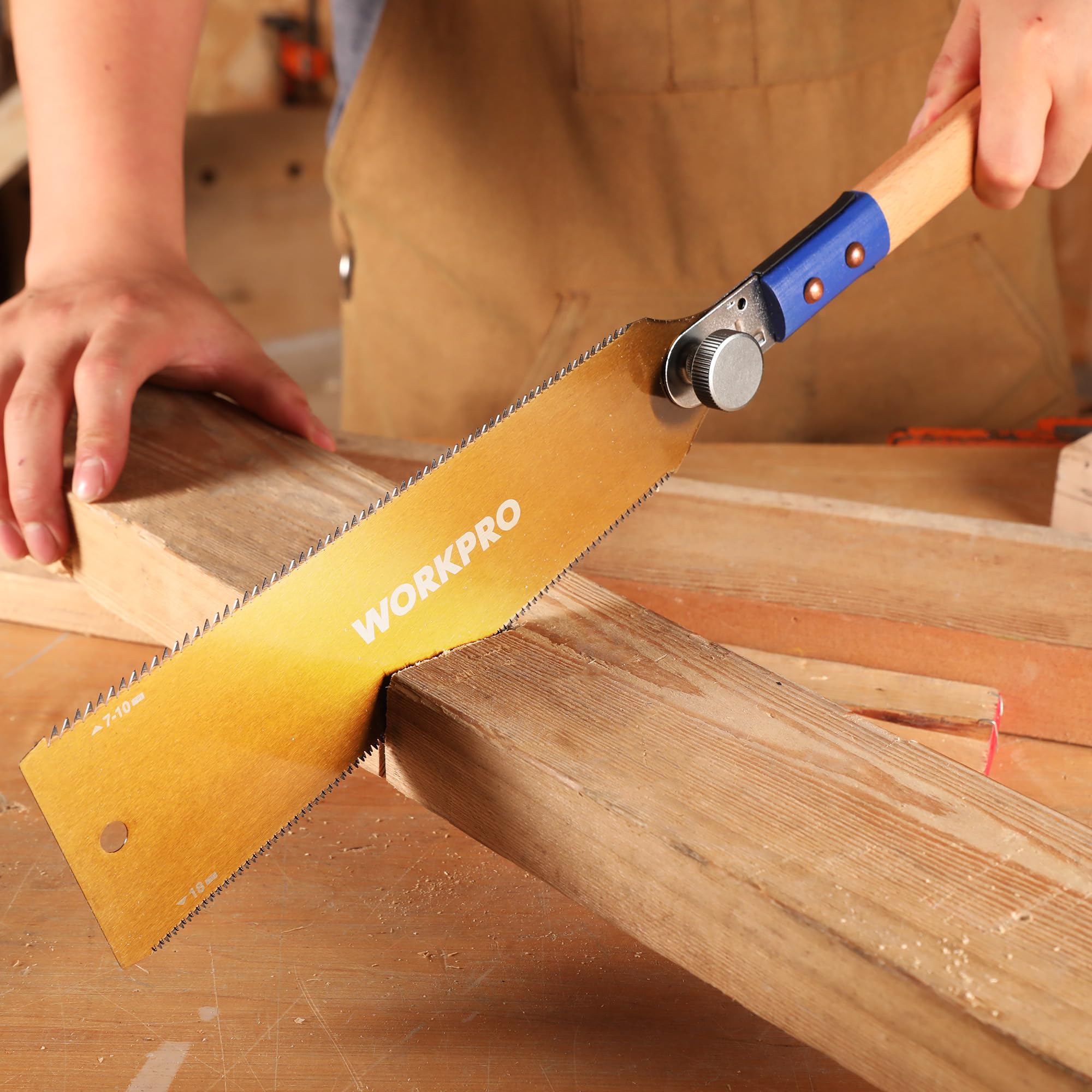 Image secondaire de Scie Japonaise WORKPRO 250 mm avec Lame Double Tranchant et Poignée Ergonomique