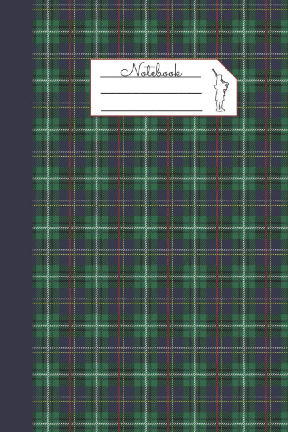 Notebook: Scottish Green Tartan Pocketbook, 120 Pages, Lined, Female BagPiper (Scottish Tartan Notebooks)