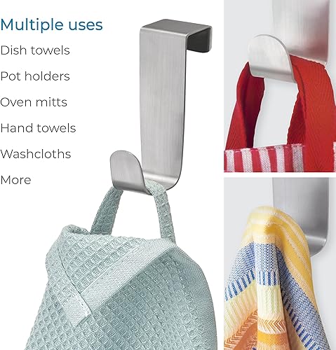 Miniatura 4 de iDesign Forma Gancho de almacenamiento de acero inoxidable cepillado sobre el gabinete, 1 x 2.25 x 3 pulgadas