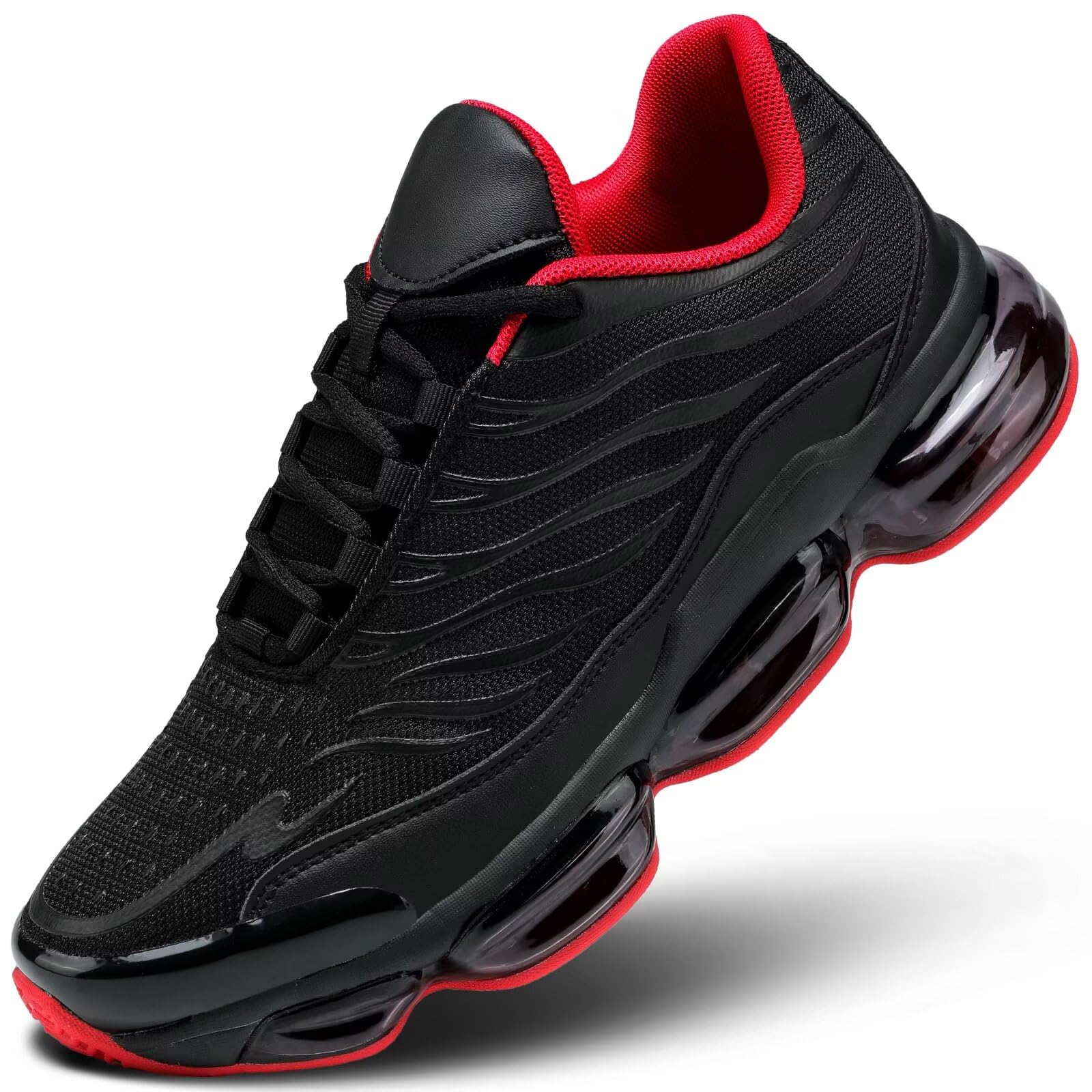 Photo 1 of Socviis Mens Air Running Shoes Non Slip Workout Casual Sport Walking Shoes Basketball Sneakers Fashion Tennis Fitness Trainers Black/Red K1926 (46)