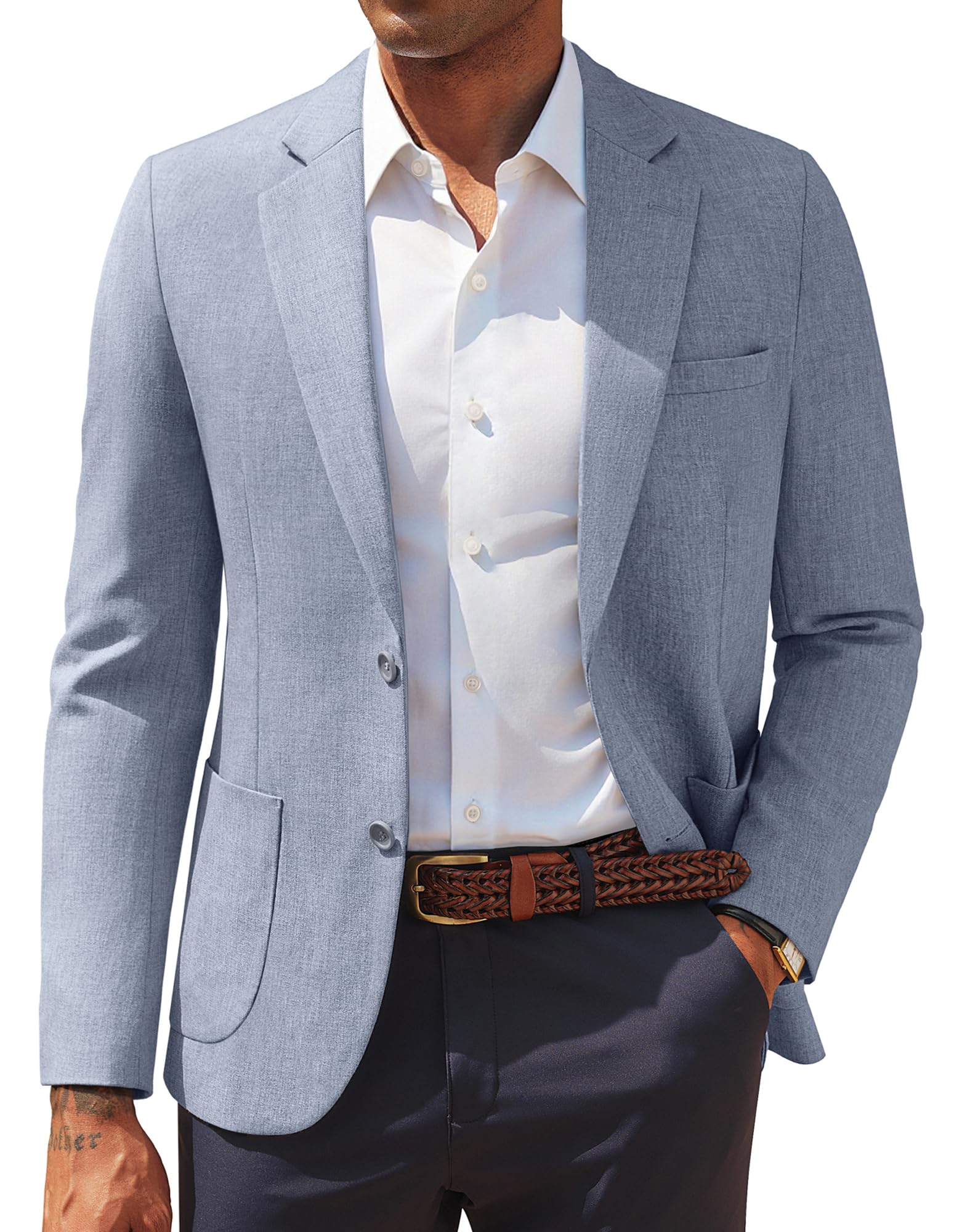 PJ PAUL JONES Mens Casual Sport Coats Two Button Slim Fit Blazer Lightweight Pattern Lined Notch Lapel Suit