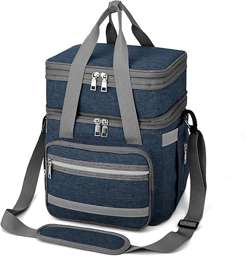 Miniatura 9 de Lonchera para mujeres, lonchera aislada de doble cubierta para adultos, lonchera a prueba de fugas para hombres con correa de hombro ajustable, Gary