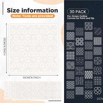 Affrolling 30 Pcs Plastic Sashiko Stencil 4.7 x 4.7 Inch Geometric Sashiko Pattern Template Drawing Line Quilting Stencil Embroidery Pattern Stabilizers for Sewing Hand Quilting and Embroidery