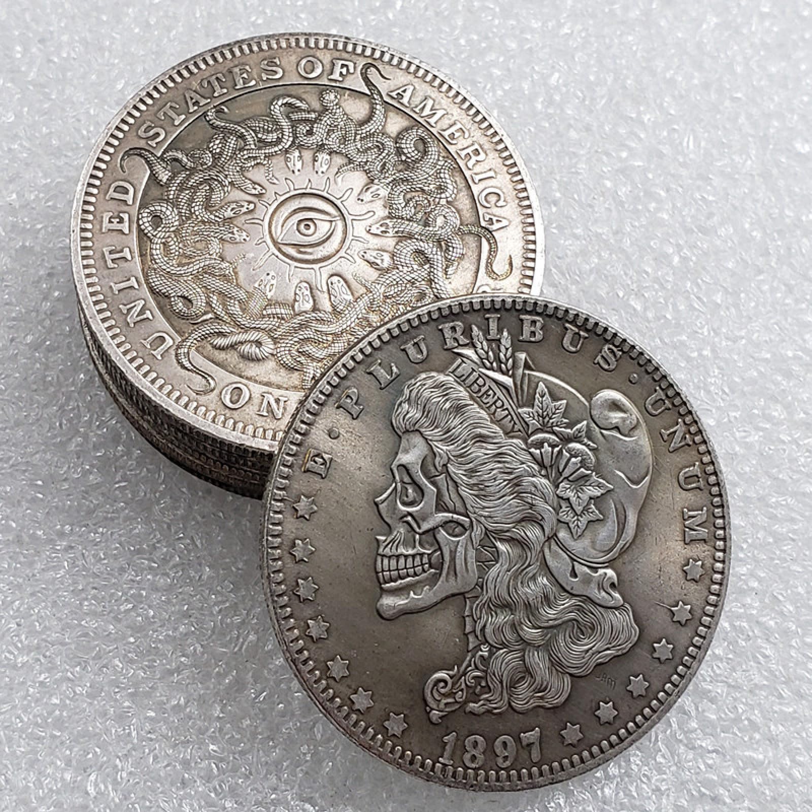 Moneta commemorativa Wanderer 1897 Skull Morgan Coin, Regali da Collezione Copy