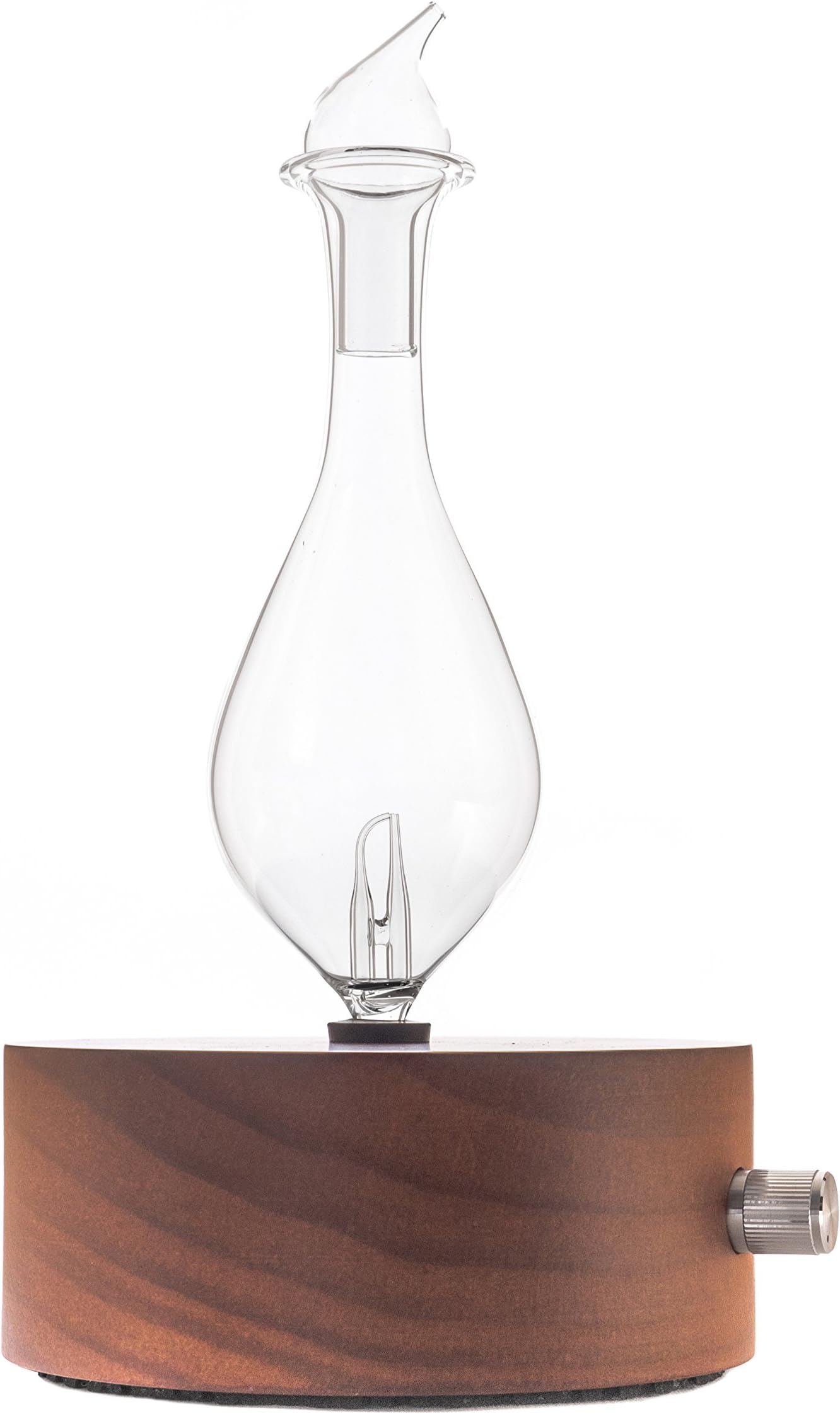 Nebulizing Diffuser for Pure Essential Oil, Premium Aromatherapy Home & Professional Use, Heatless, Waterless, No Plastic, Real Wood & Glass Diffuser (Round Tall Stem, Mahogany Wood)